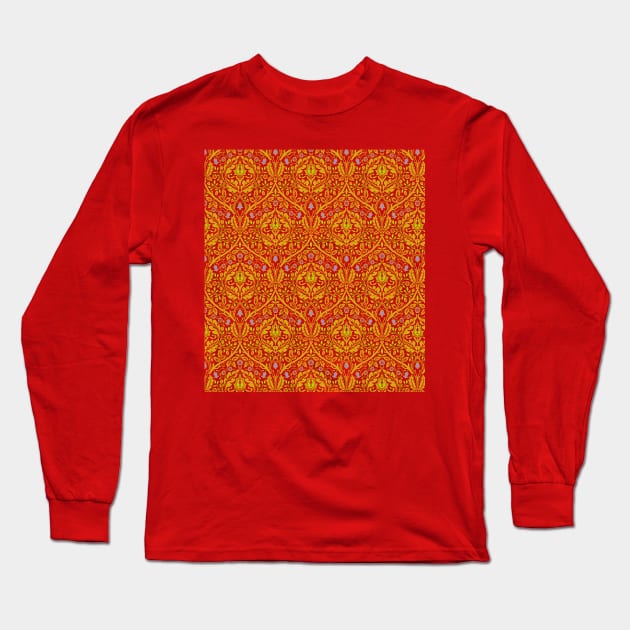 William Morris Golden Bough Colorway Yellow and Blue Long Sleeve T-Shirt by tiokvadrat